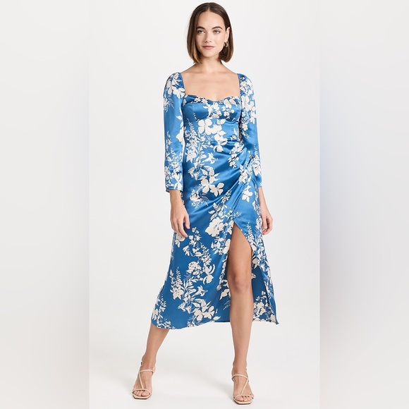 Reformation Gloriana Silk Dress, Cyanotype, Size 10 - Picture 1 of 5